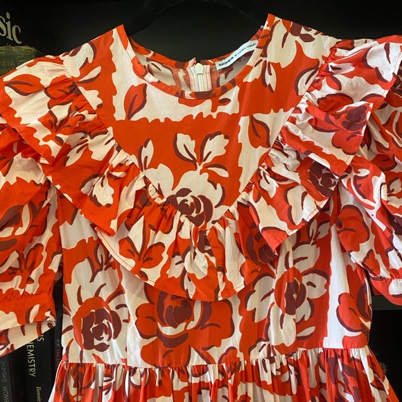 Batsheva Red Floral Ruffle Maxi Dress - Picture 3 of 6